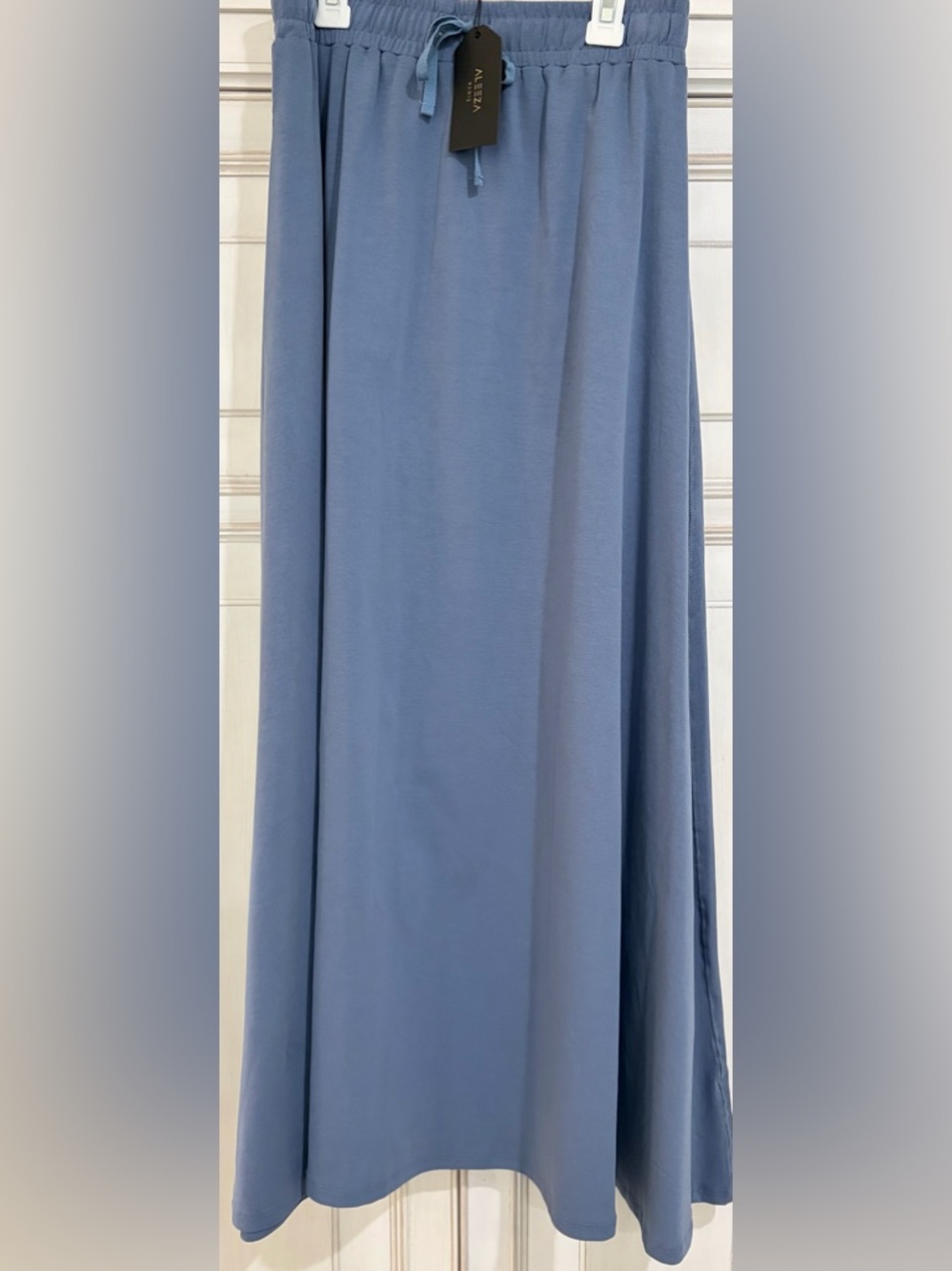 NWT SZ L Aleeza Paris Slate Blue Maxi Skirt — Keel